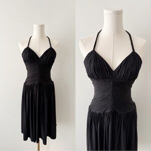 BCBG black low back midi dress